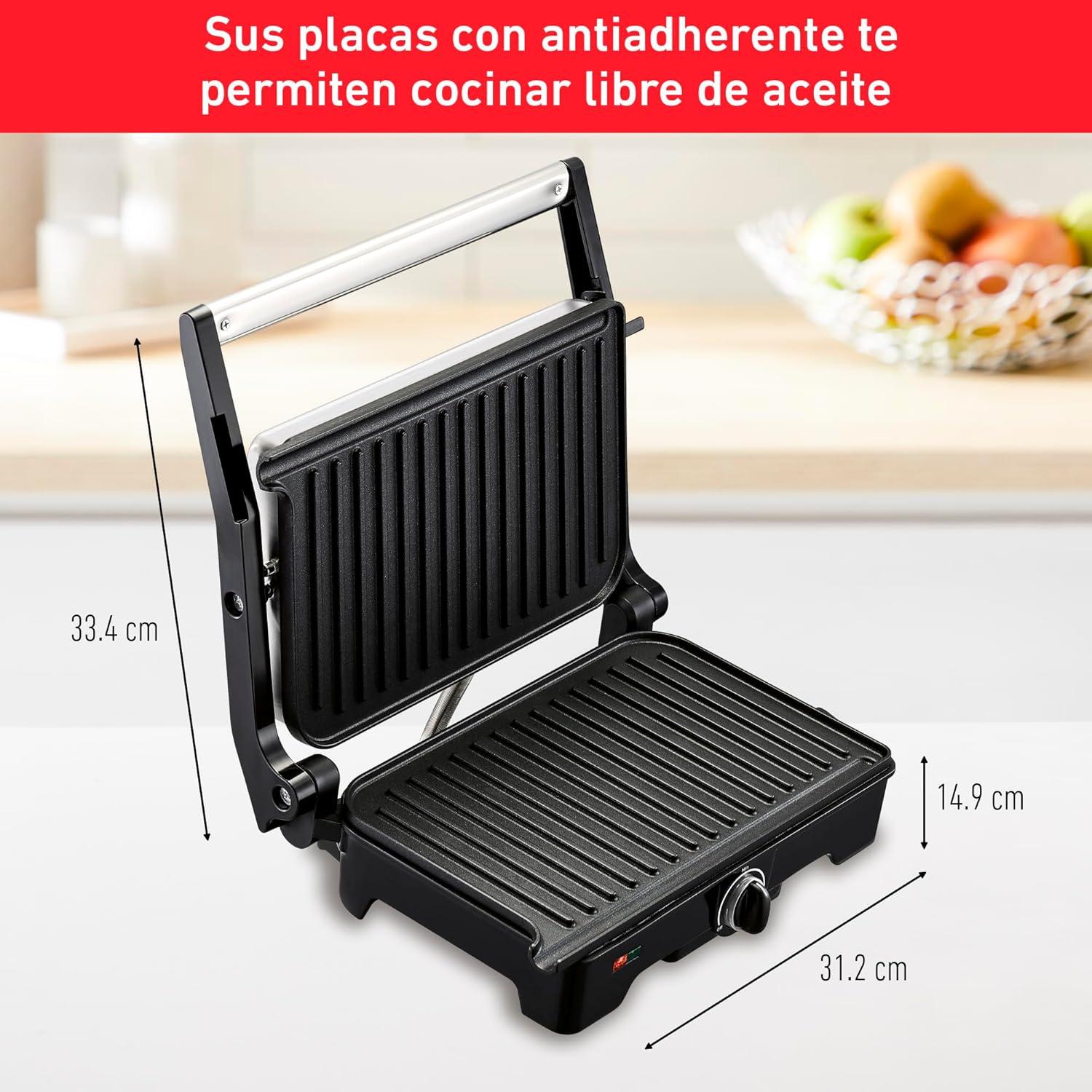 PARRILLA PANINI T-FAL SW3332DMX ANTIADHERENTEACERO INOX — imagen 2