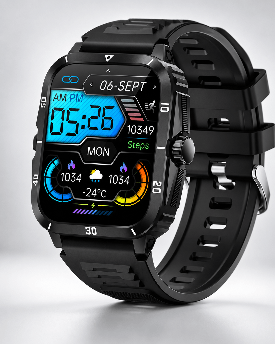 Reloj Inteligente KT71 Deportivo Militar Negro — imagen 2