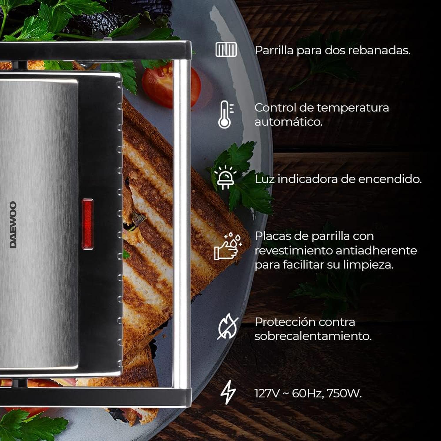 Plancha Grill Parrilla de Panini Daewoo DHG-2673 750W — imagen 9