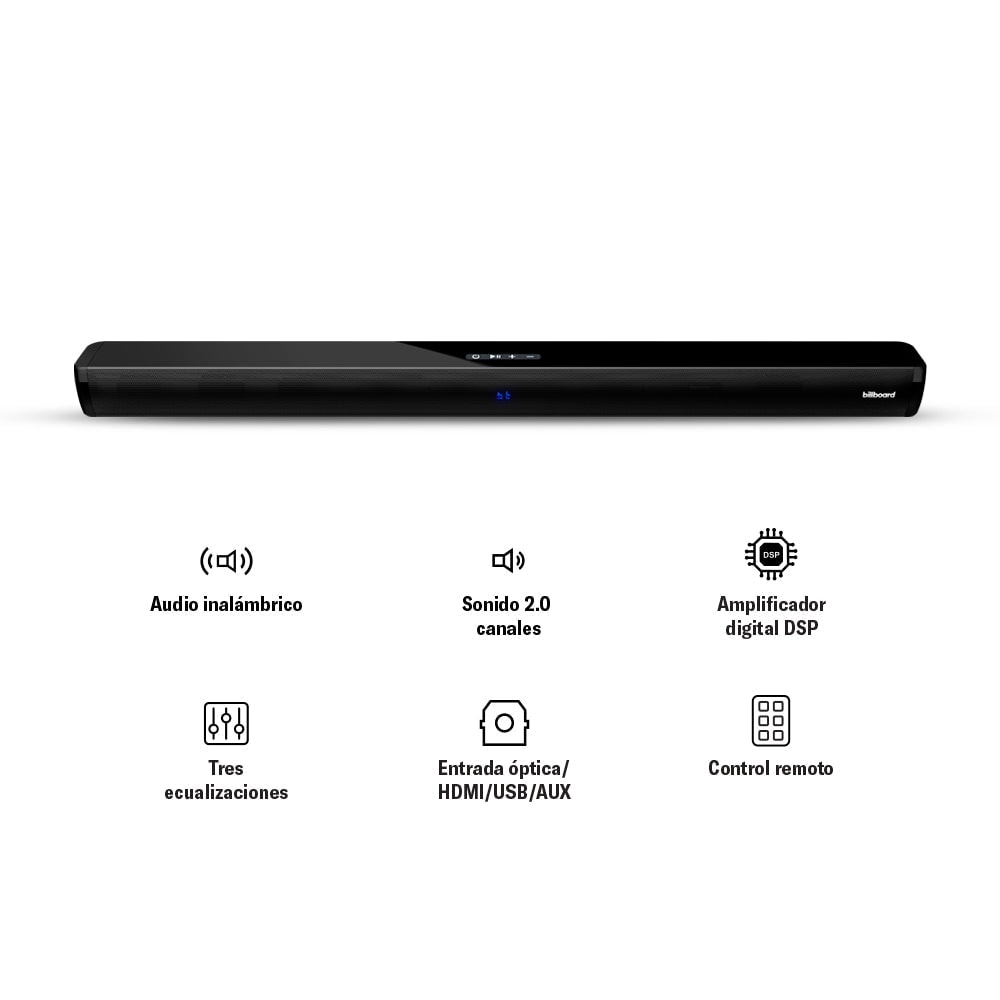 Barra de sonido bocina Billboard Studio Plus: 2.0 audio óptico, 60W — imagen 5