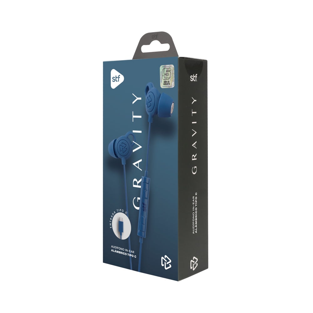 Audifonos alámbricos In-Ear STF Gravity: Tipo C, Micrófono, Azul — imagen 8