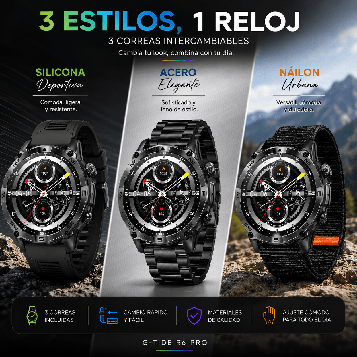 SMARTWACTH G-TIDE R6 PRO (NEGRO) + AUDIFONOS G-TIDE EG22 — imagen 7
