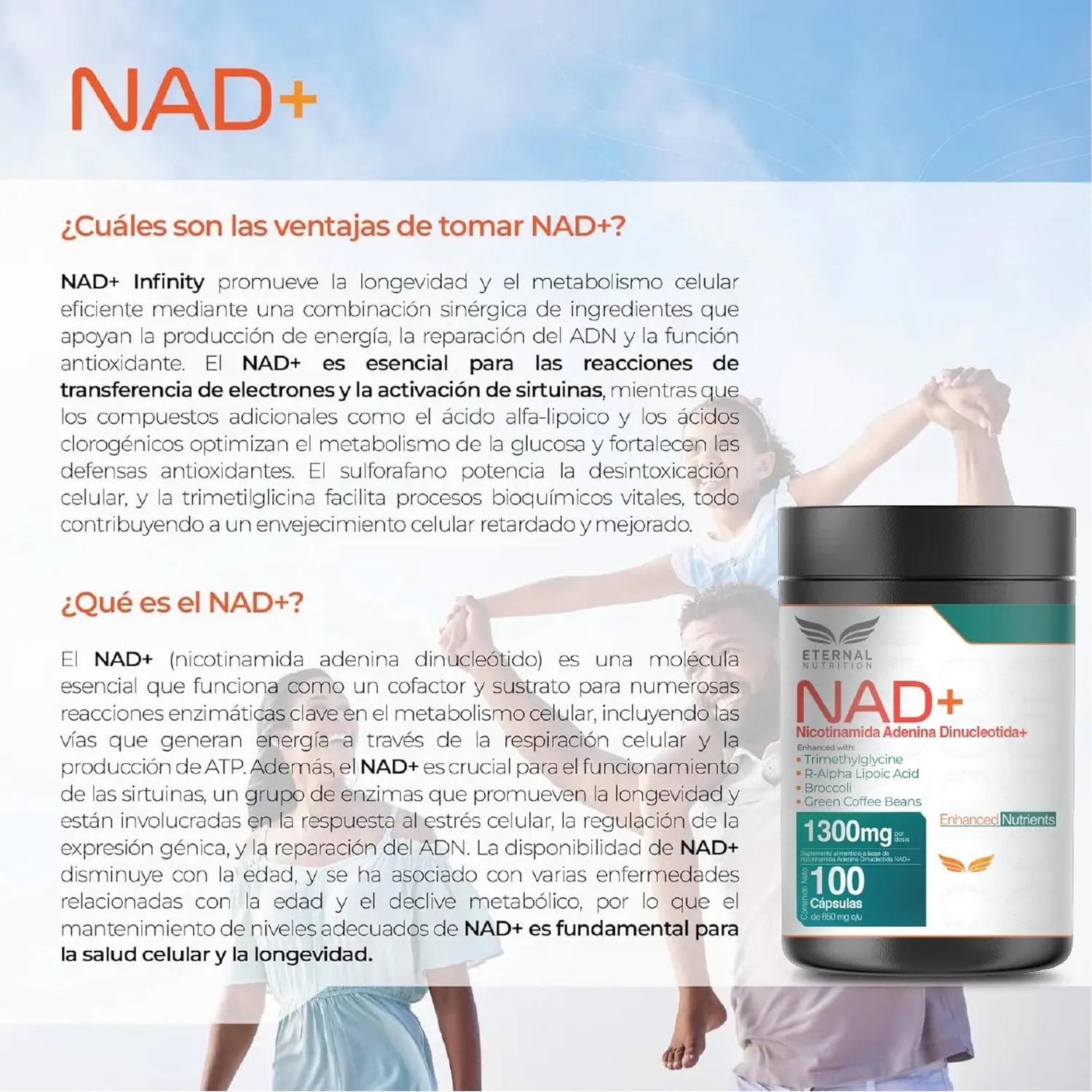 Essentials: NAD+ Puro con TMG y Ácido Alfa Lipoico, Trimetilglicina + NMN + NR, 100 Cápsulas — imagen 8
