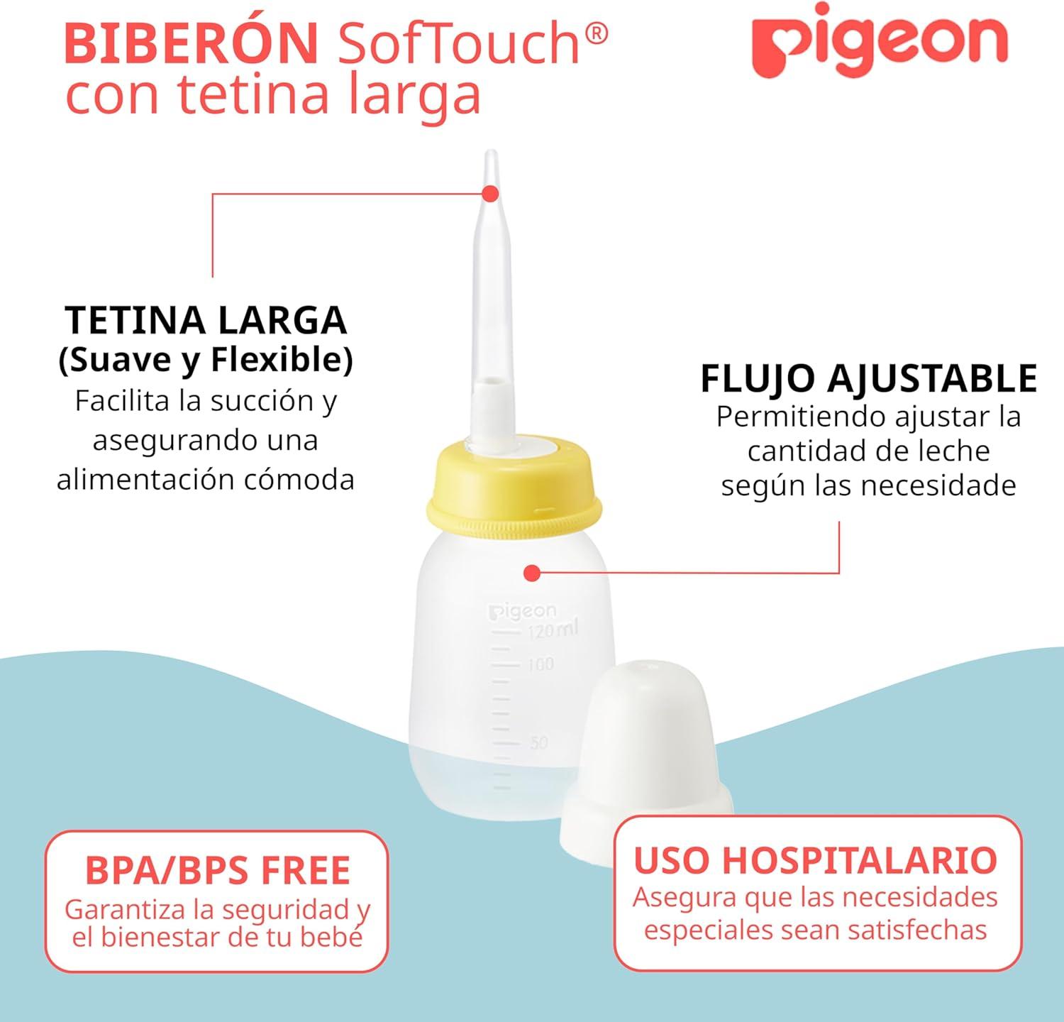 Biberón Especial Pigeon con Tetina Larga Anticólicos — imagen 3
