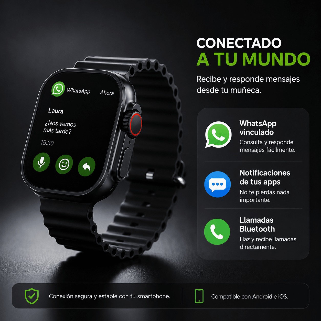 Smartwatch U5 Multifunción con Llamadas, Mensajería e Inteligencia Artificial — imagen 4