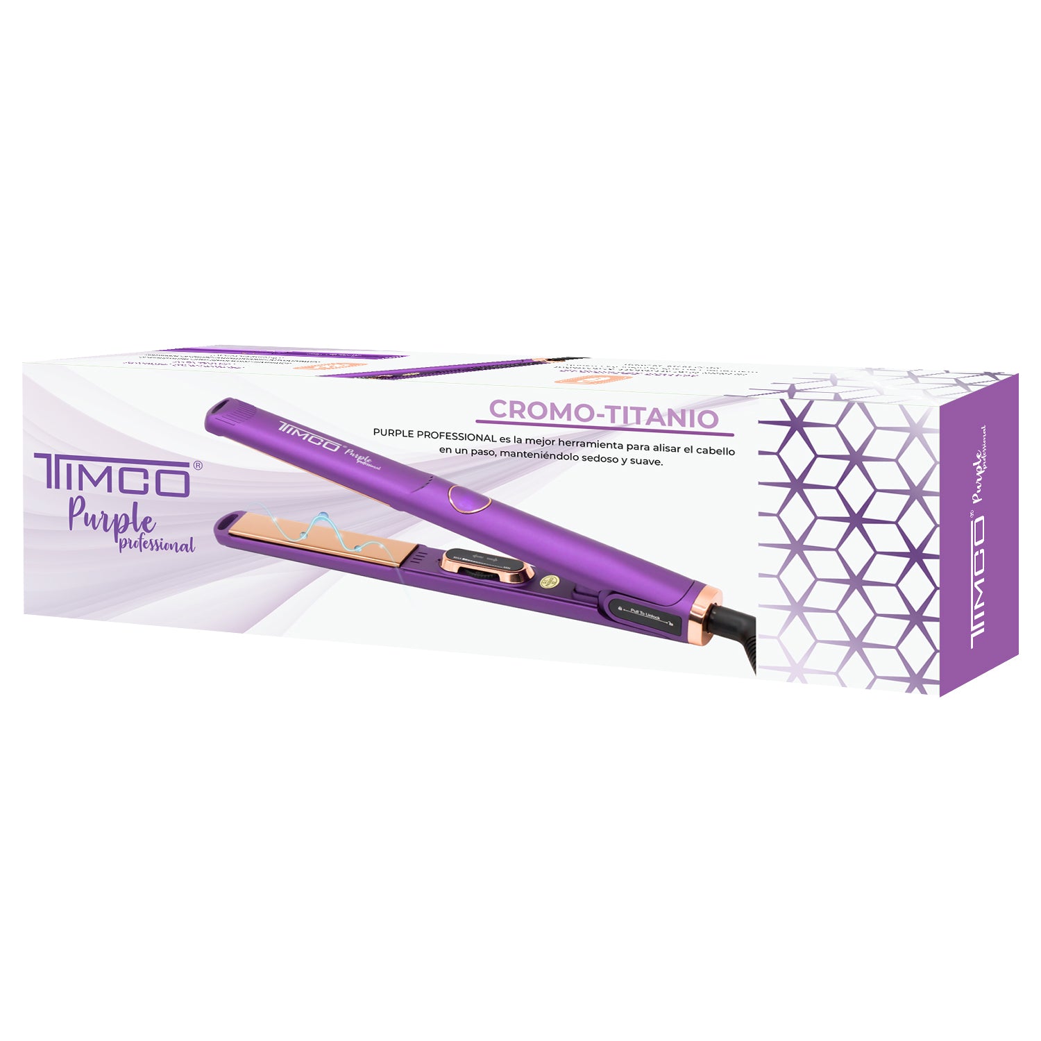 Plancha Alaciadora de Cabello Uso Profesional Purple Titanio Ionizado Timco P1099 — imagen 6