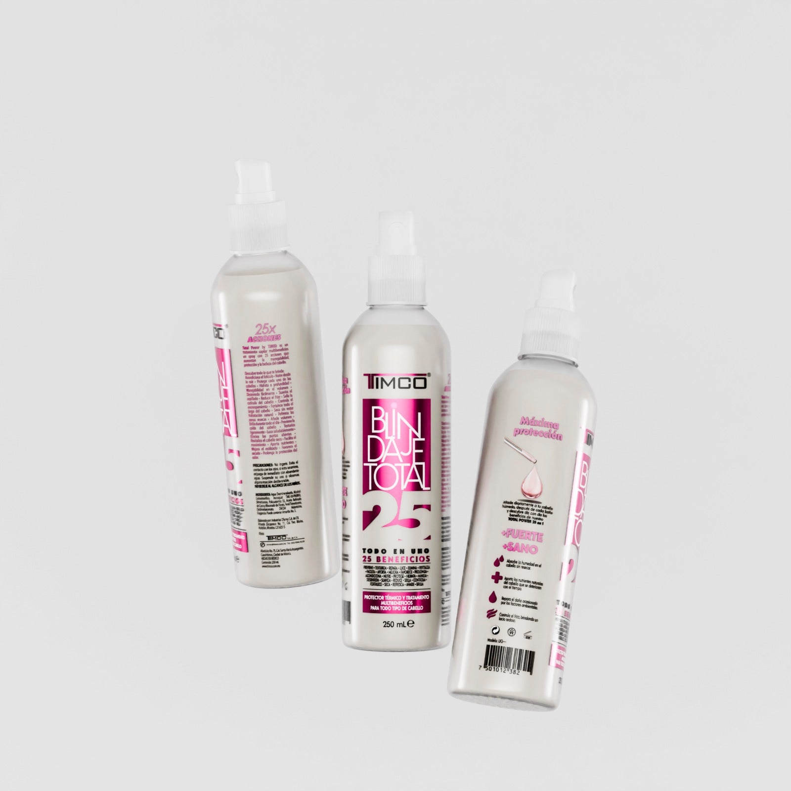 Spray Multibeneficios Protector térmico 25 en 1 Sin enjuague Unisex Total Power Timco LIQ25 — imagen 4
