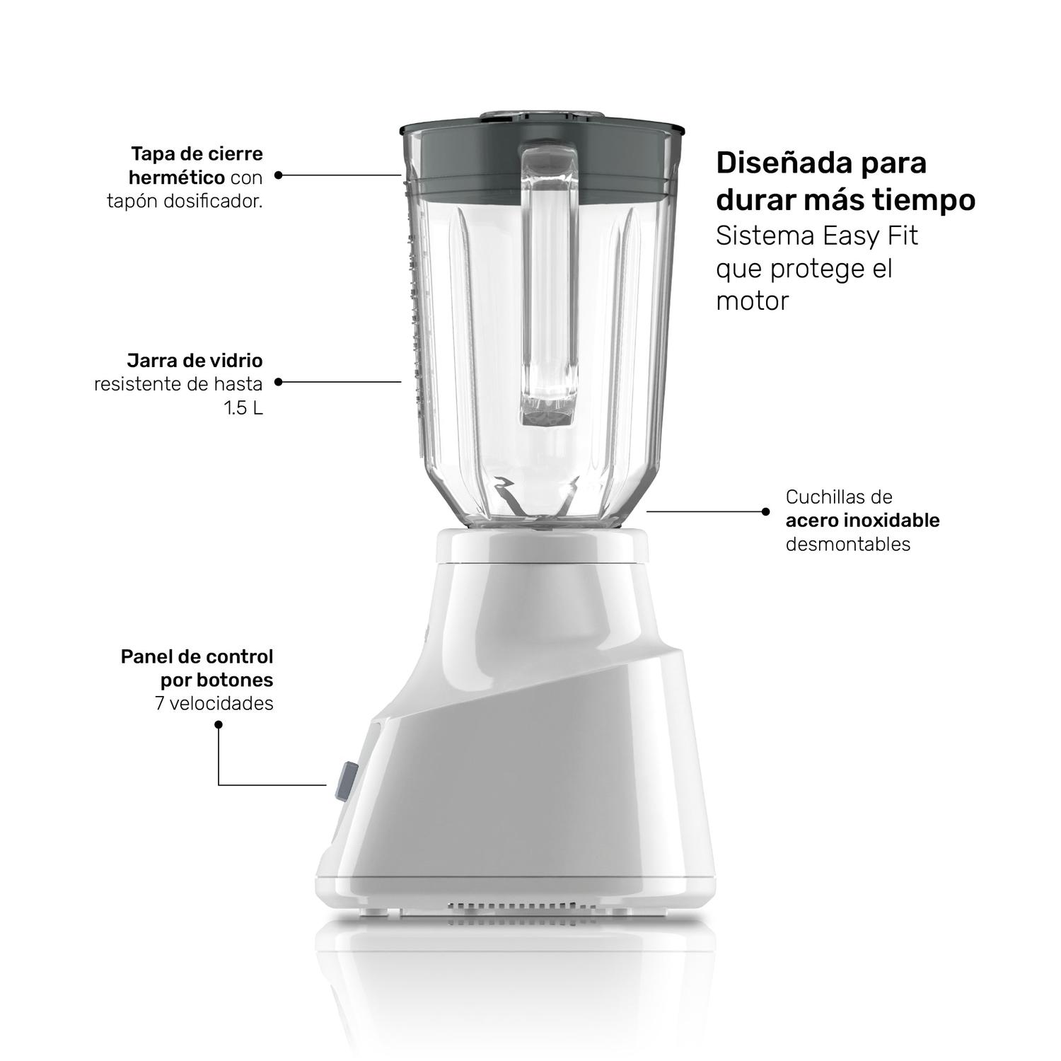 Licuadora Taurus Magnifique 7 Velocidades Vaso de Vidrio 1.5 L Blanca — imagen 7