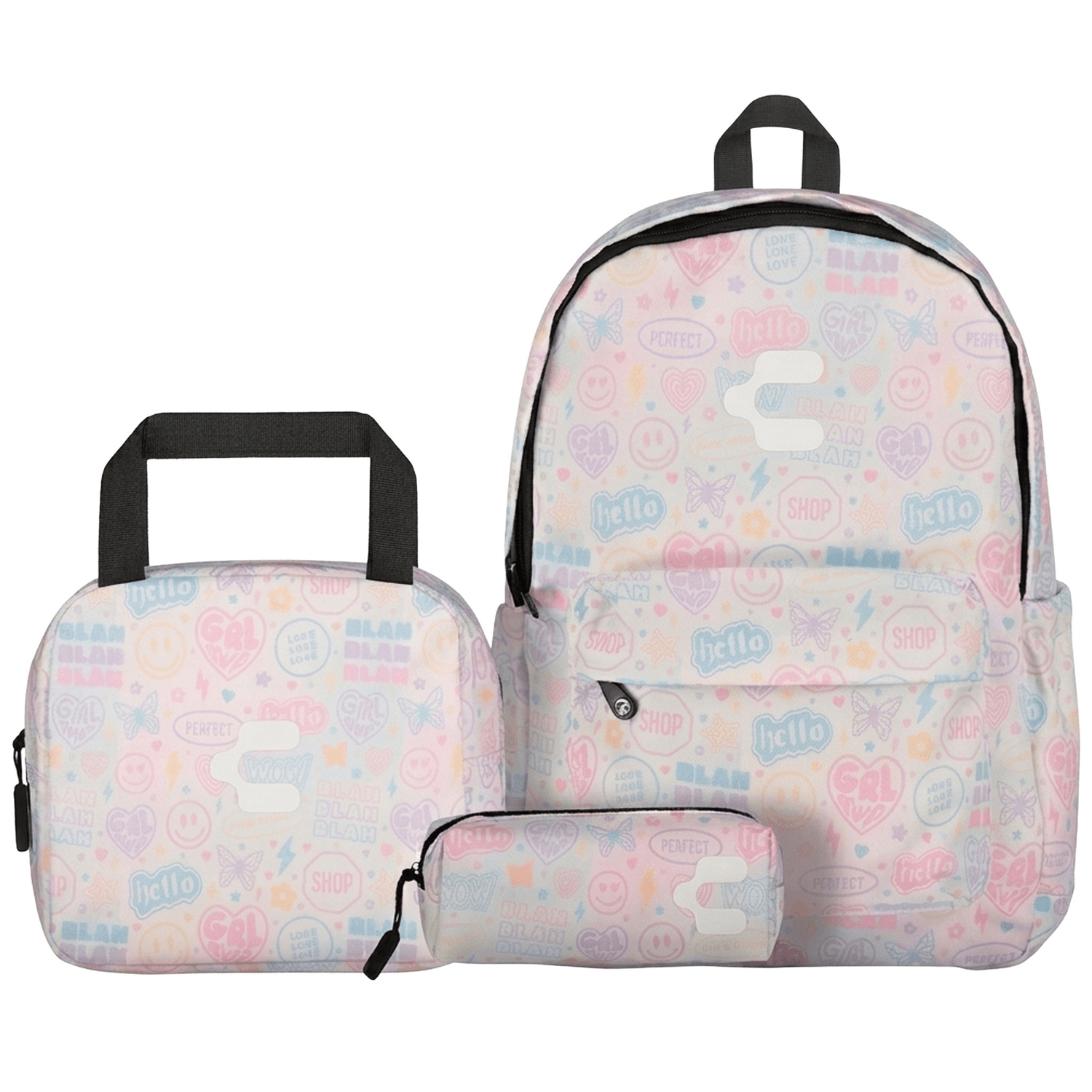Mochila Charly Pastel Pop Niña Escolar Lonchera Blanco Infantil — imagen 1