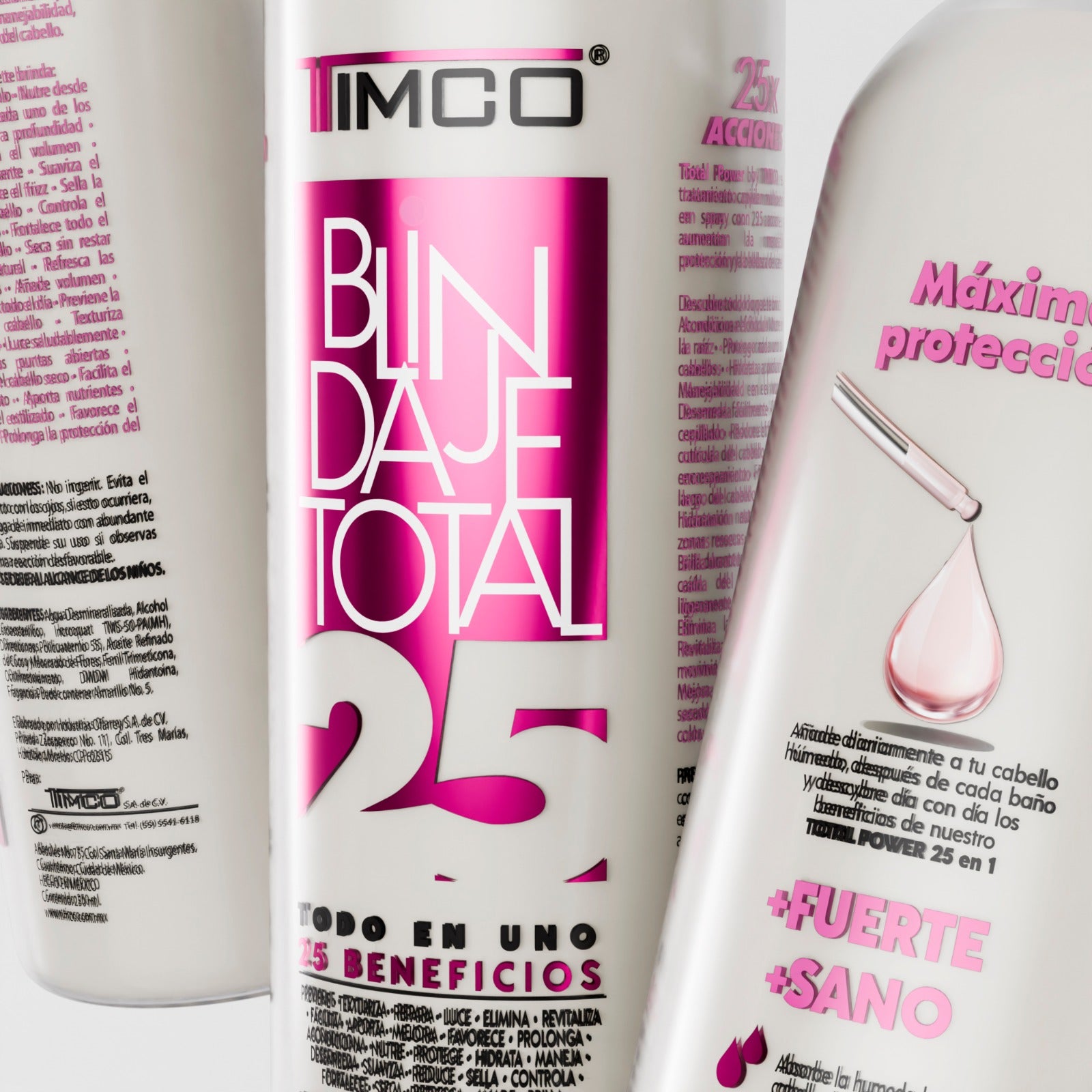 Spray Multibeneficios Protector térmico 25 en 1 Sin enjuague Unisex Total Power Timco LIQ25 — imagen 7