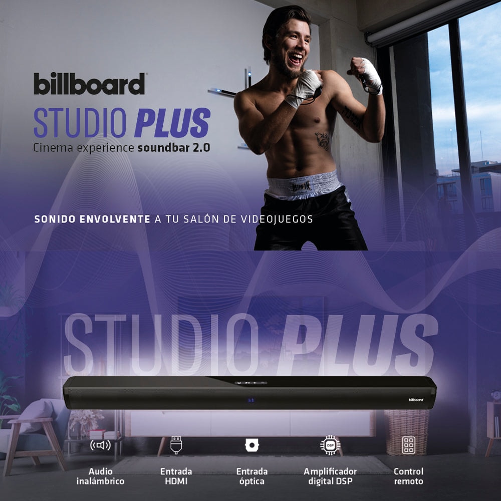 Barra de sonido bocina Billboard Studio Plus: 2.0 audio óptico, 60W — imagen 3