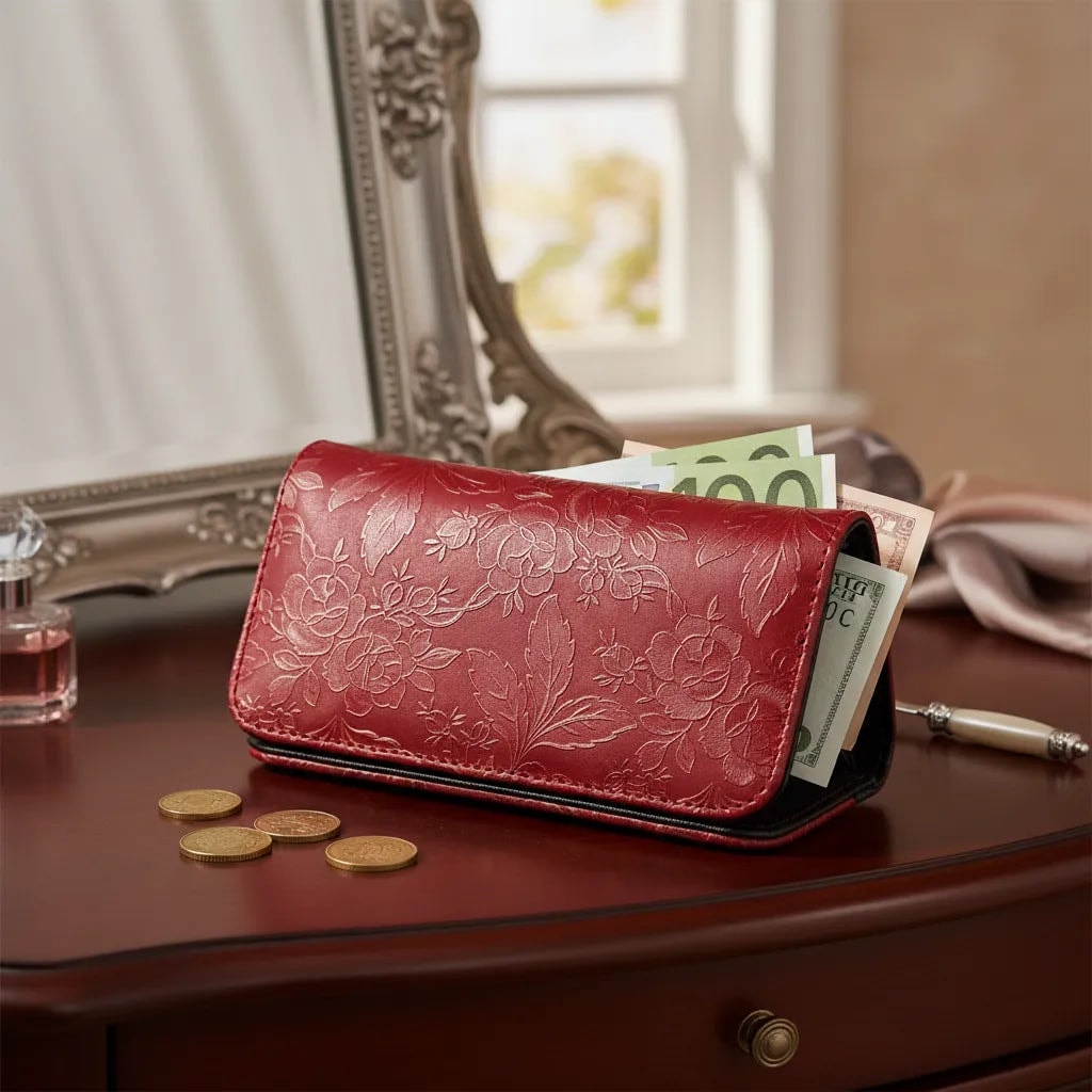 Cartera De Dama Piel Legitima Genuina Ternera Grabada Pequeña Mini — imagen 11