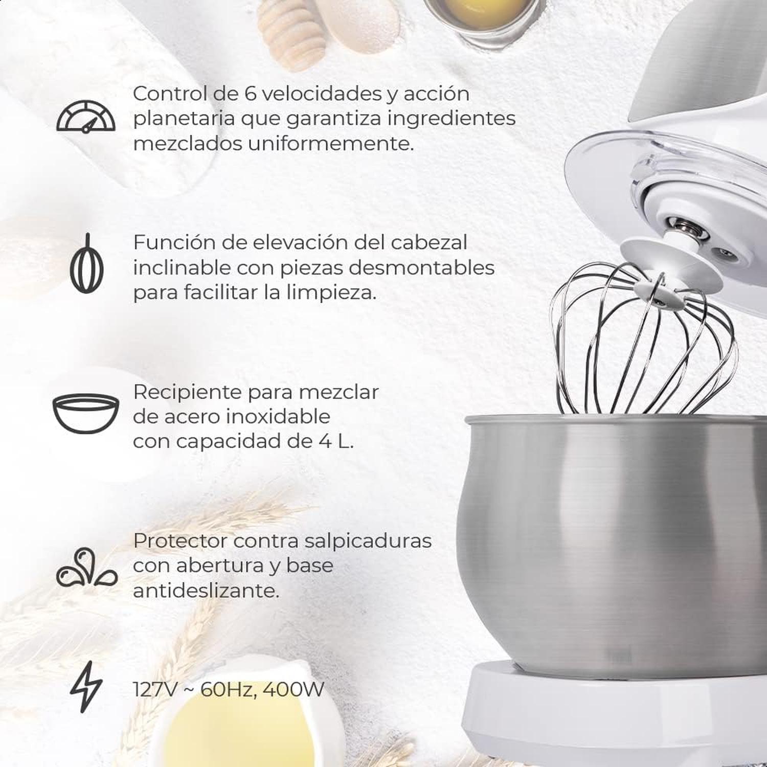Batidora de Pedestal Daewoo 4L 6 Velocidades Blanca — imagen 8