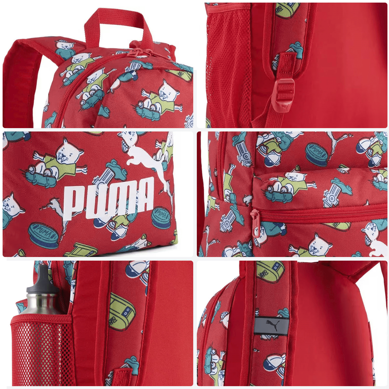 Mochila Niño Puma Phase Rojo Escolar Bolsillo lateral Infantil 11L — imagen 5