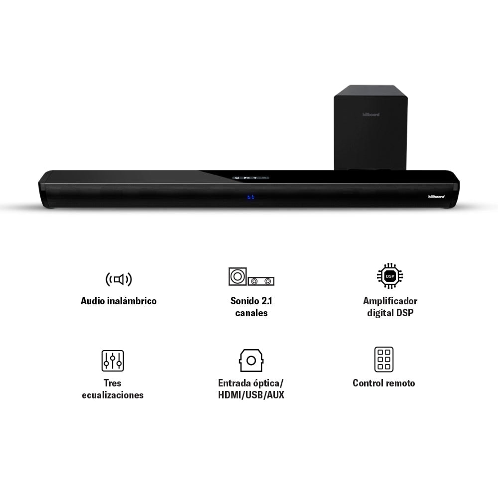 Barra de sonido bocina Billboard Studio Pro: 2.1 subwoofer, alámbrico, 130W — imagen 9
