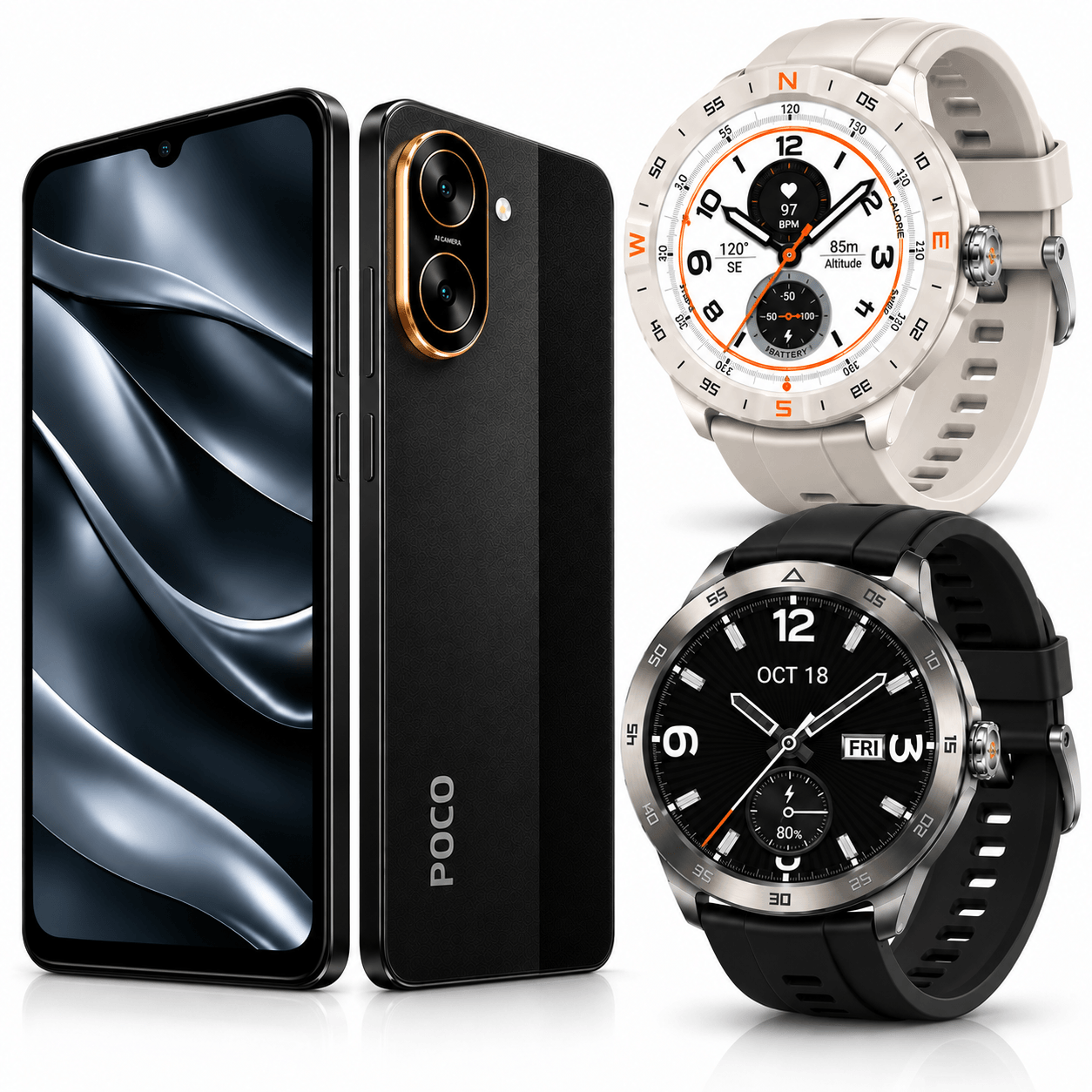 SMARTPHONE XIAOMI POCO C71 4/128 GB (NEGRO) + SMARWATCH HONOR CHOICE 2 EPIC AMOLED — imagen 2
