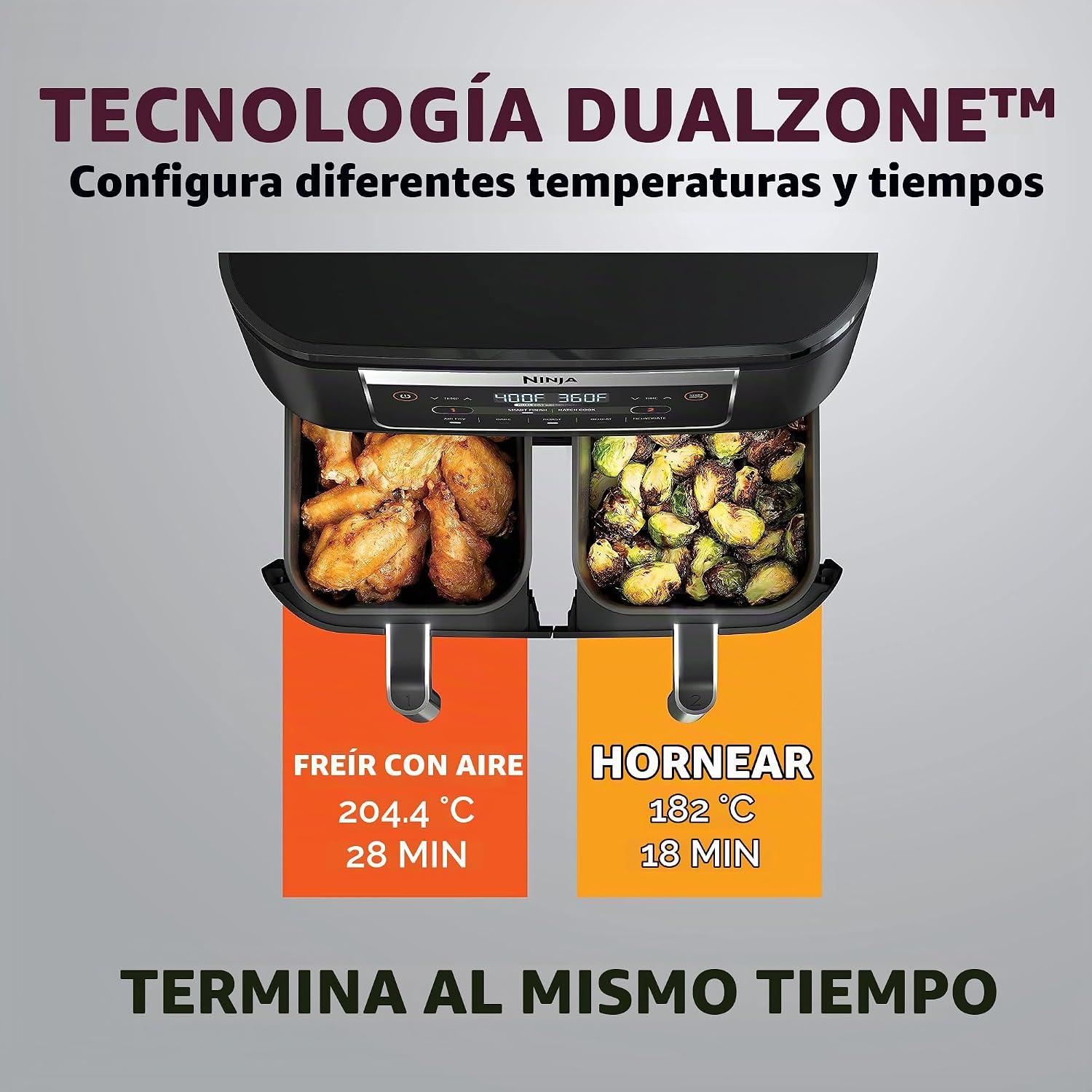 Freidora de Aire Doble Zona Ninja DZ090 Foodi 5 en 1 5.6 L Negra — imagen 5
