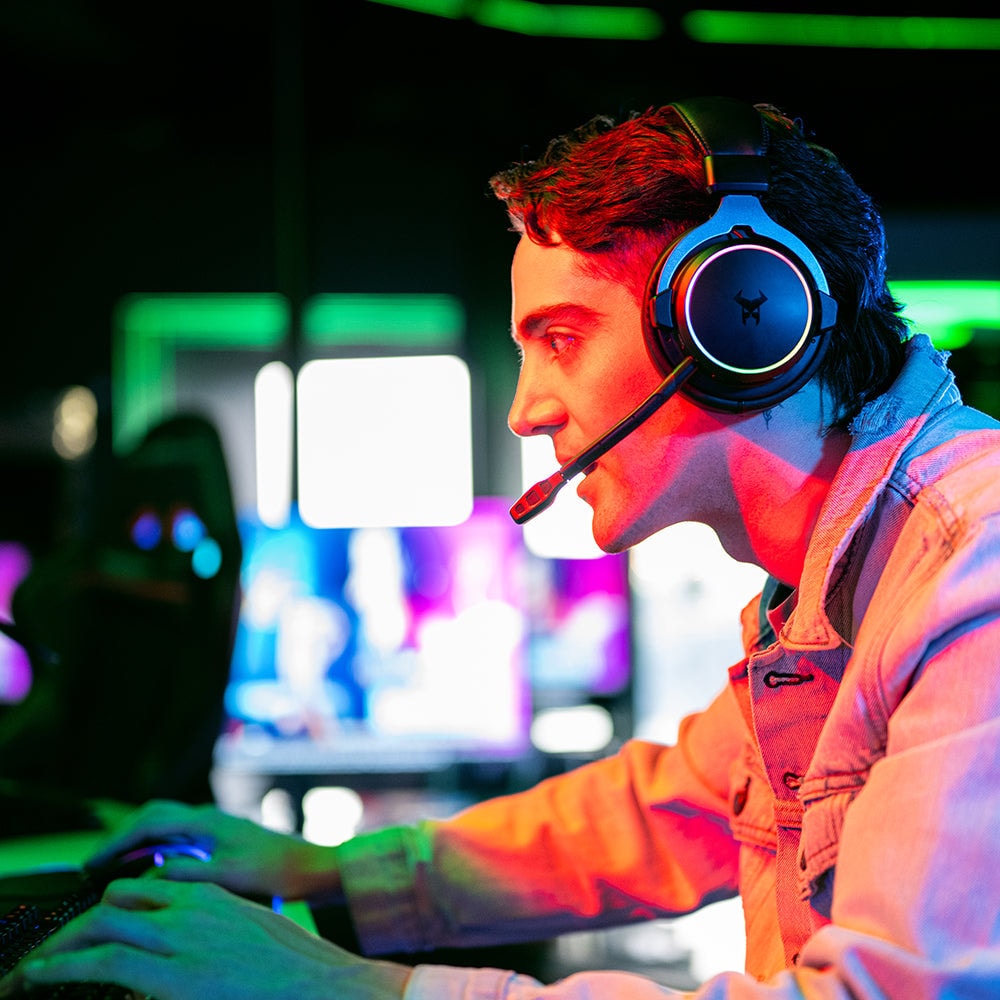 Audífonos Gamer Inalámbricos On ear STF Beast MSI-105: Videojuegos, Micrófono removible, 12 hrs uso, Low Latency, Luz RGB — imagen 3