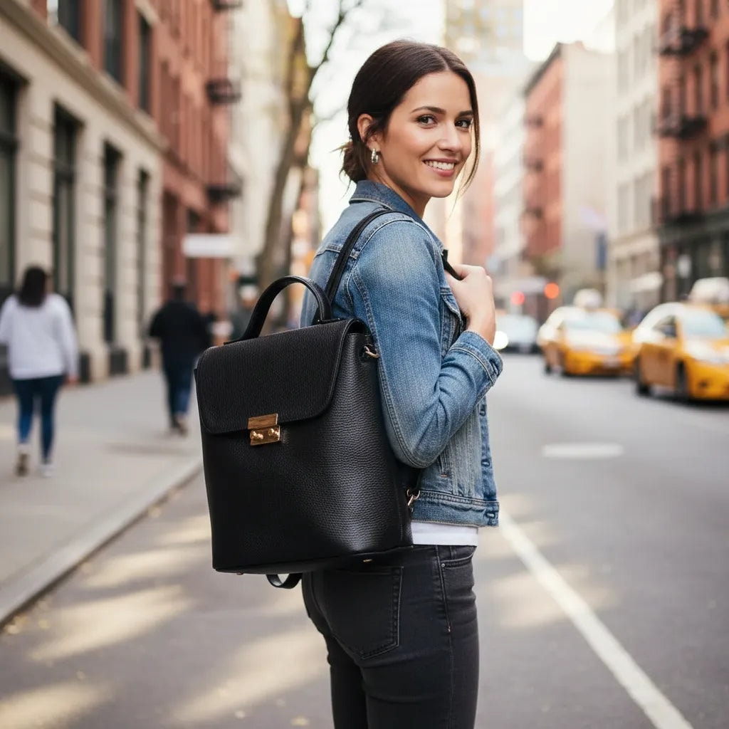 Bolsa Mochila Mariconera Para Dama De Piel Roxana — imagen 10