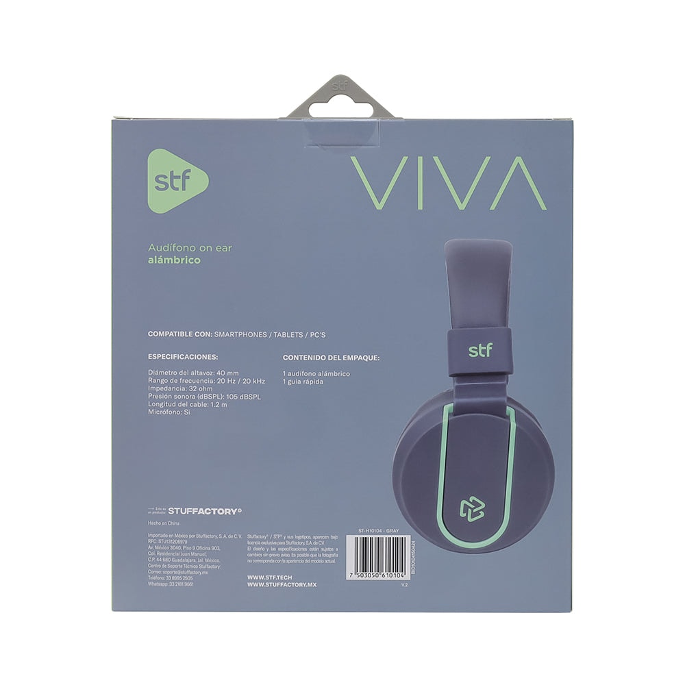 Audifonos Alámbricos On Ear Viva STF 8hrs Uso Negro — imagen 7