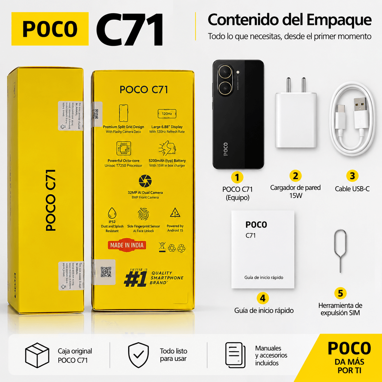 SMARTPHONE XIAOMI POCO C71 4/128 GB (NEGRO) + SMARWATCH HONOR CHOICE 2 EPIC AMOLED — imagen 7