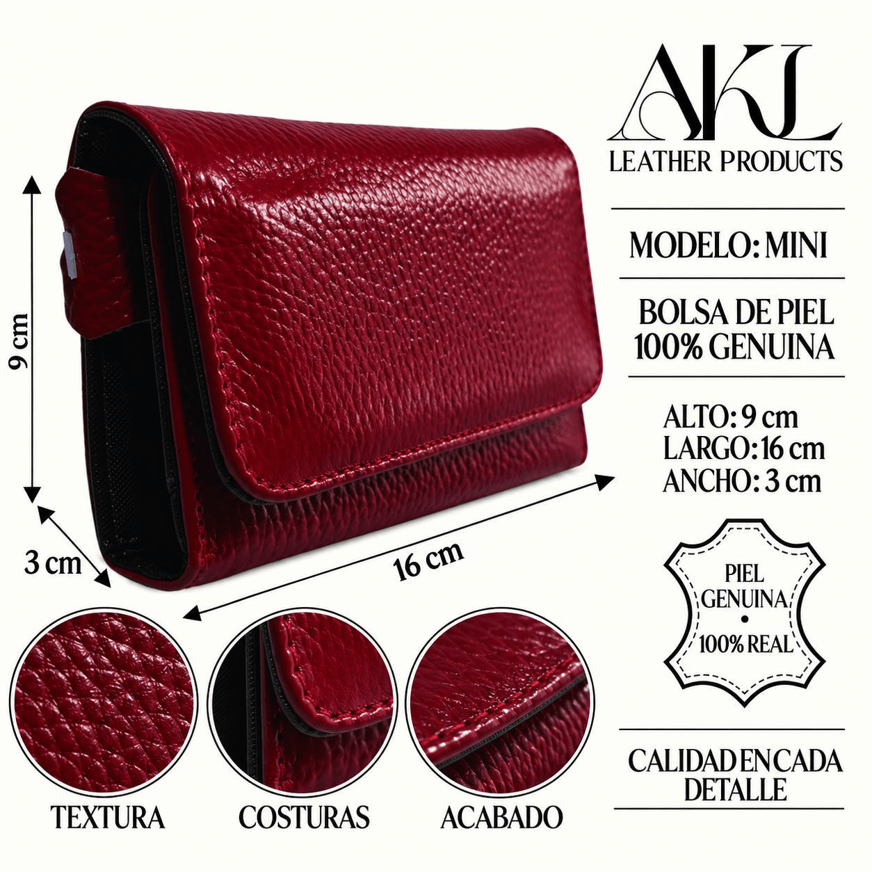 Cartera Mini Dama Piel Ternera Hueso — imagen 2