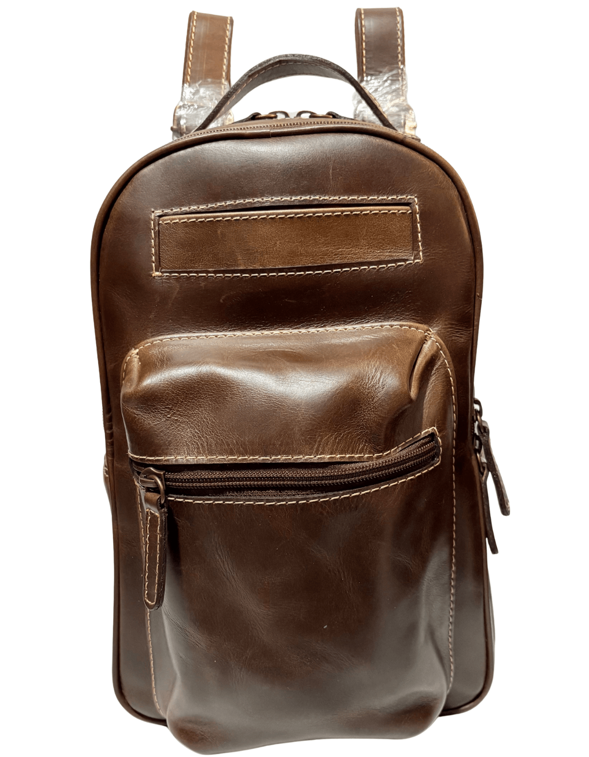 Mochila Pequeña De Piel Legitima Genuina Para Dama Con Bolsillos Frontales Bp03 — imagen 11