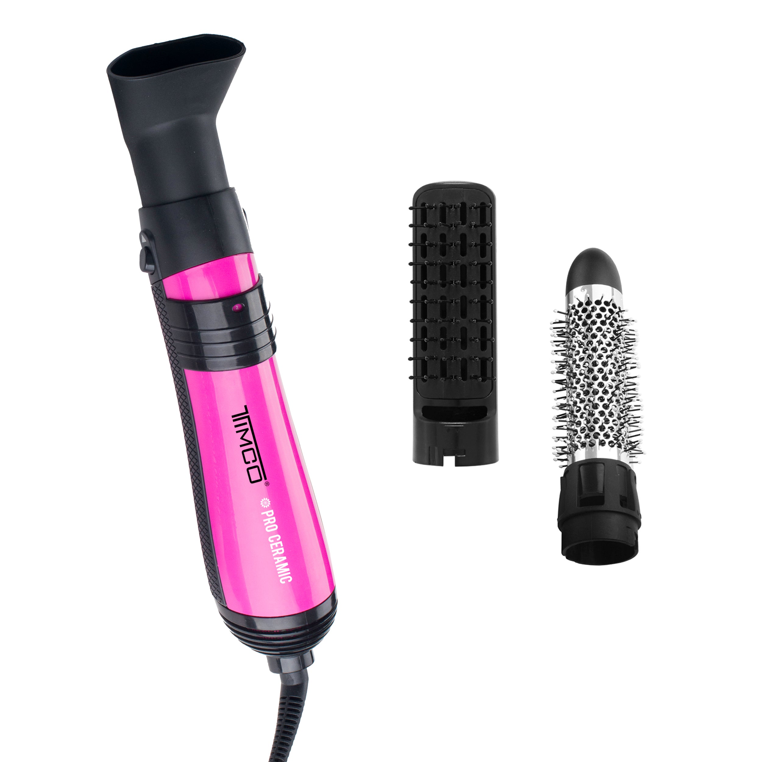 Cepillo de Aire Electrico de Cabello 3 en 1 Cabezales Intercambiables Alisador Voluminizador Timco AJ-400B — imagen 2