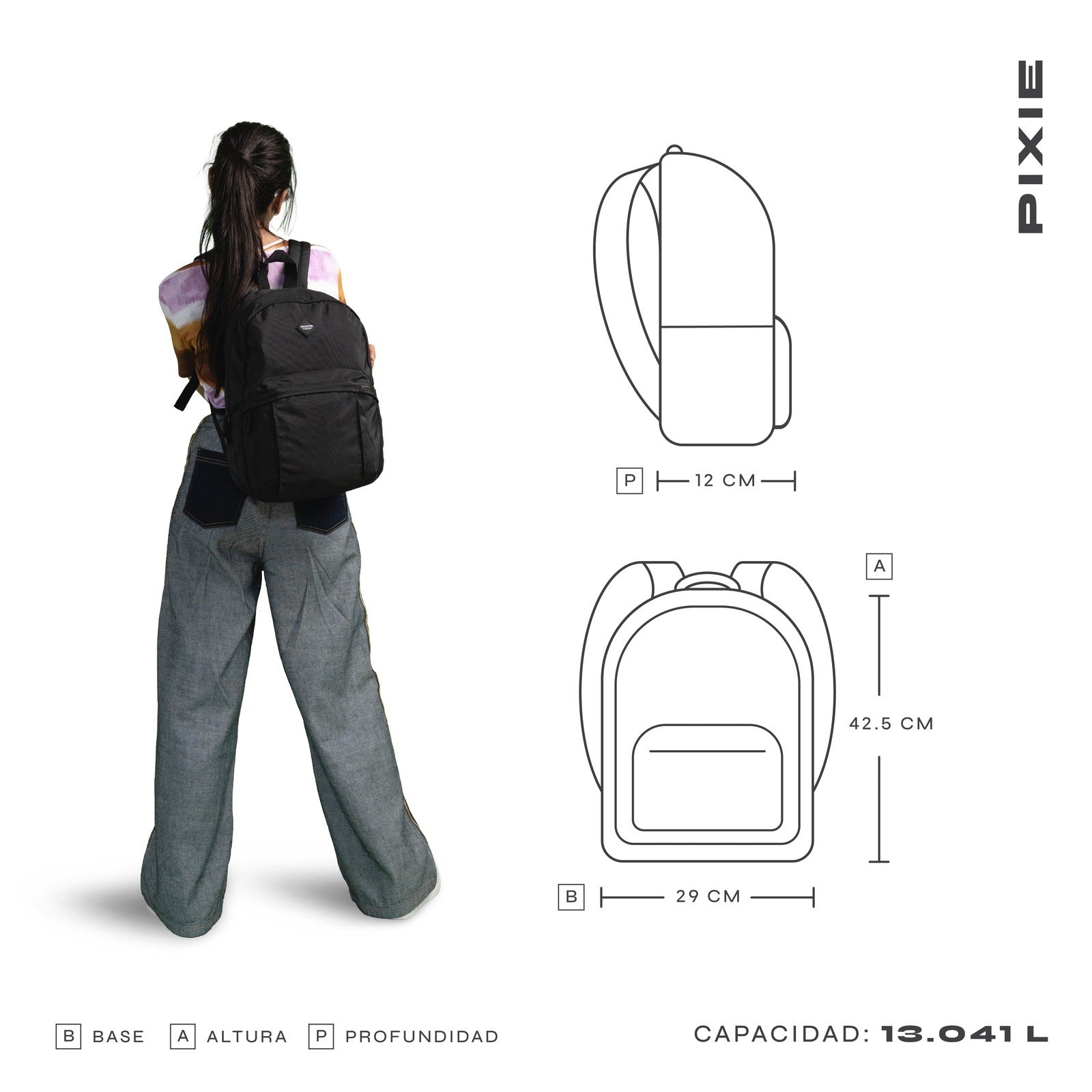 Mochila para laptop CoolCapital Pixie 14" pulgadas Negro — imagen 7