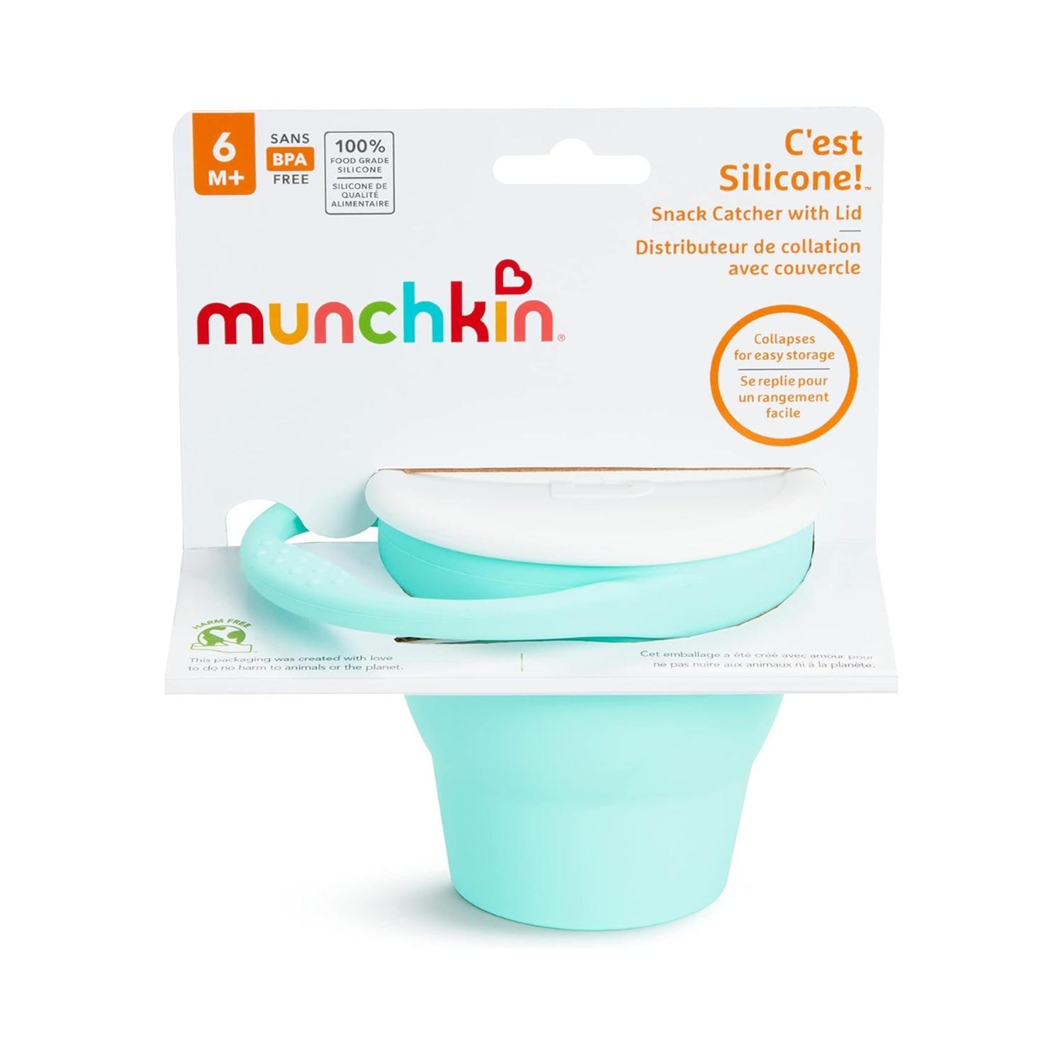 Contenedor Alimentos Munchkin Silicona Con Tapa Plegable Con Asa Para Colgar Bebé Menta 6m+ — imagen 8