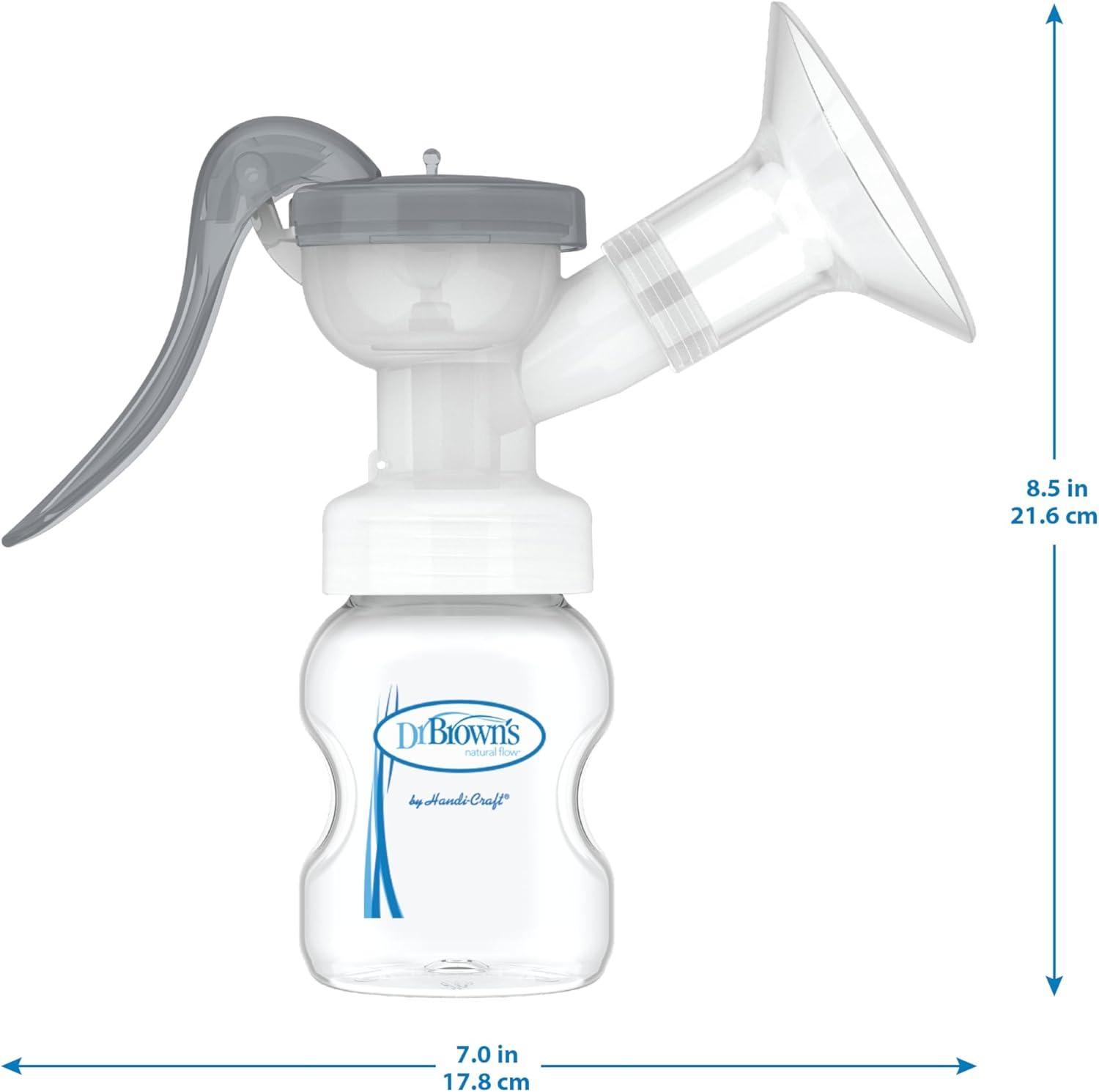 Extractor De Leche Materna Manual Dr Brown De Silicona Con Escudo Bf102 Con Biberón — imagen 6