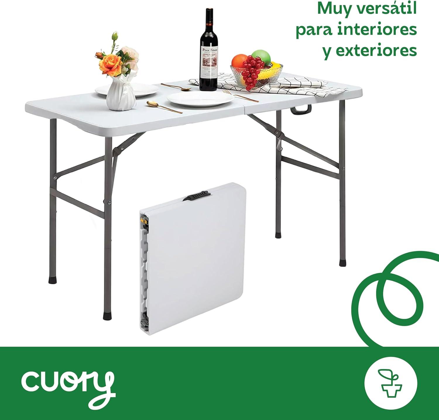 Mesa Plegable Cuory Blanca 122x60cm Compacta Resistente — imagen 3