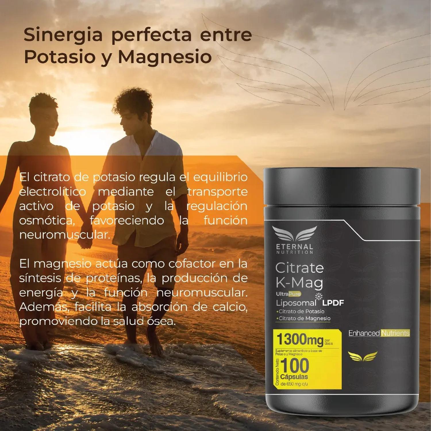 Ultra Pure: Citrato de Magnesio y Citrato de Potasio, Electrolitos + Función Muscular, 100 Cápsulas — imagen 3