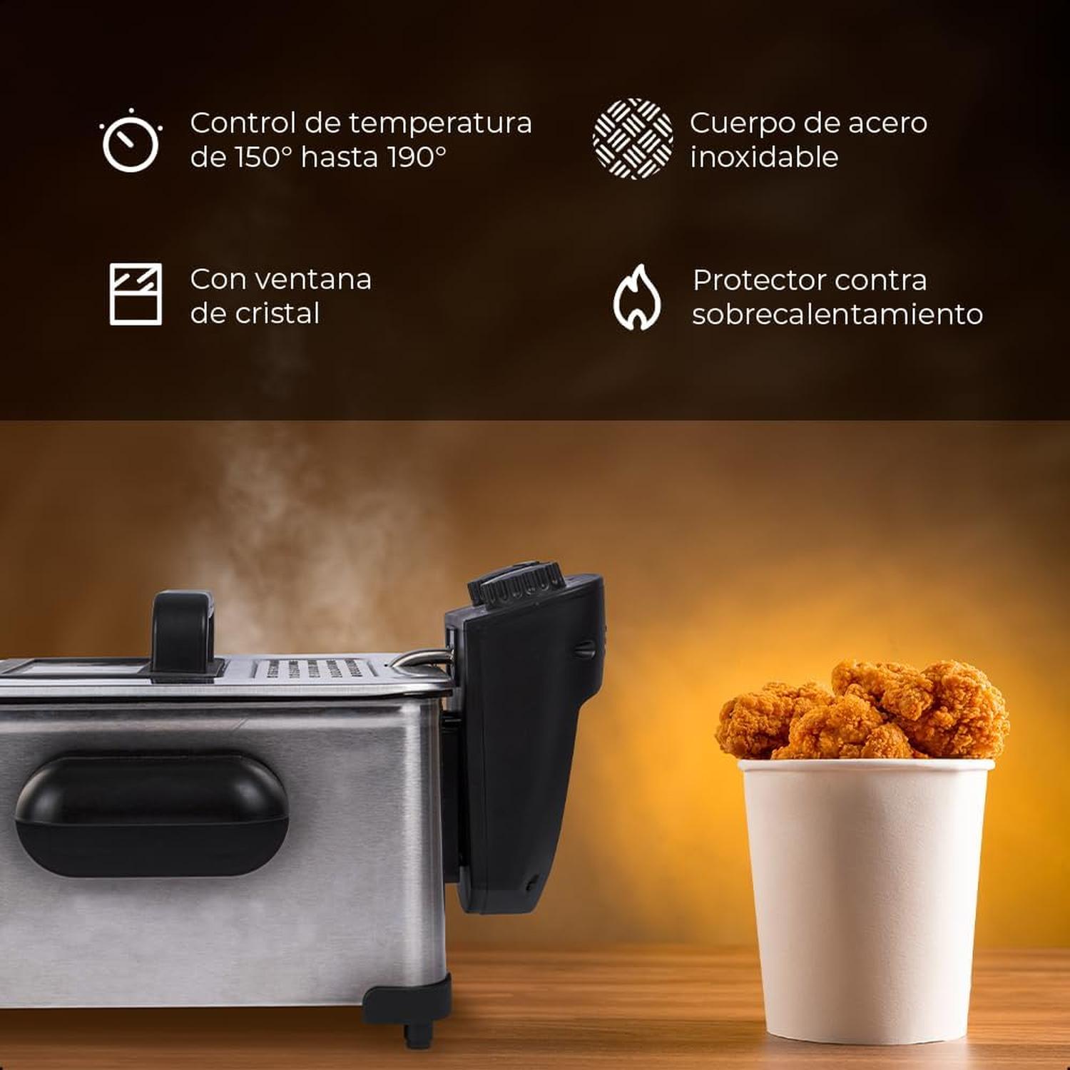 Freidora de Inmersion Daewoo 4L 2 Cestas y Control Temperatura — imagen 6