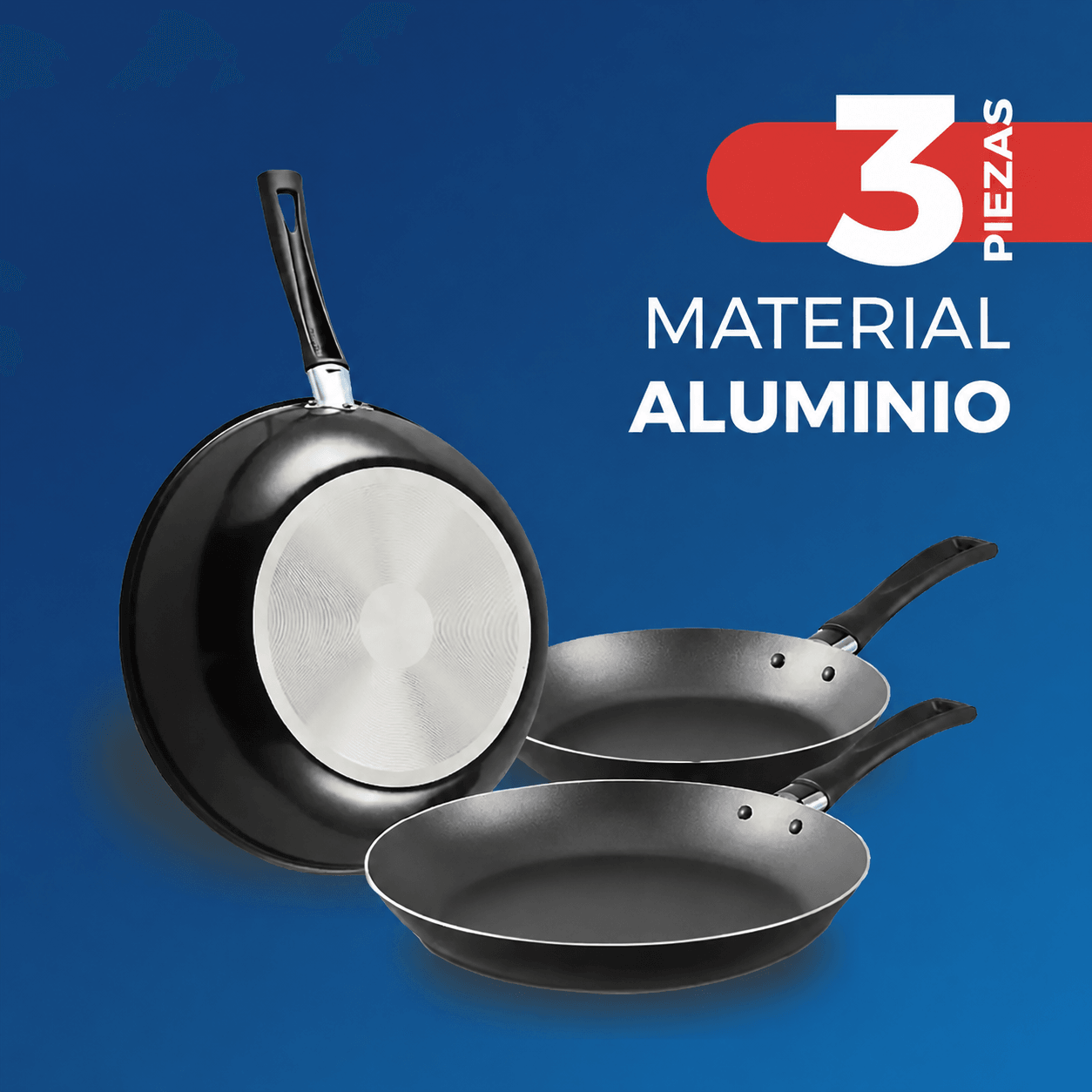 Set de 3 Sartenes Antiadherentes Mango Ergonómico — imagen 6