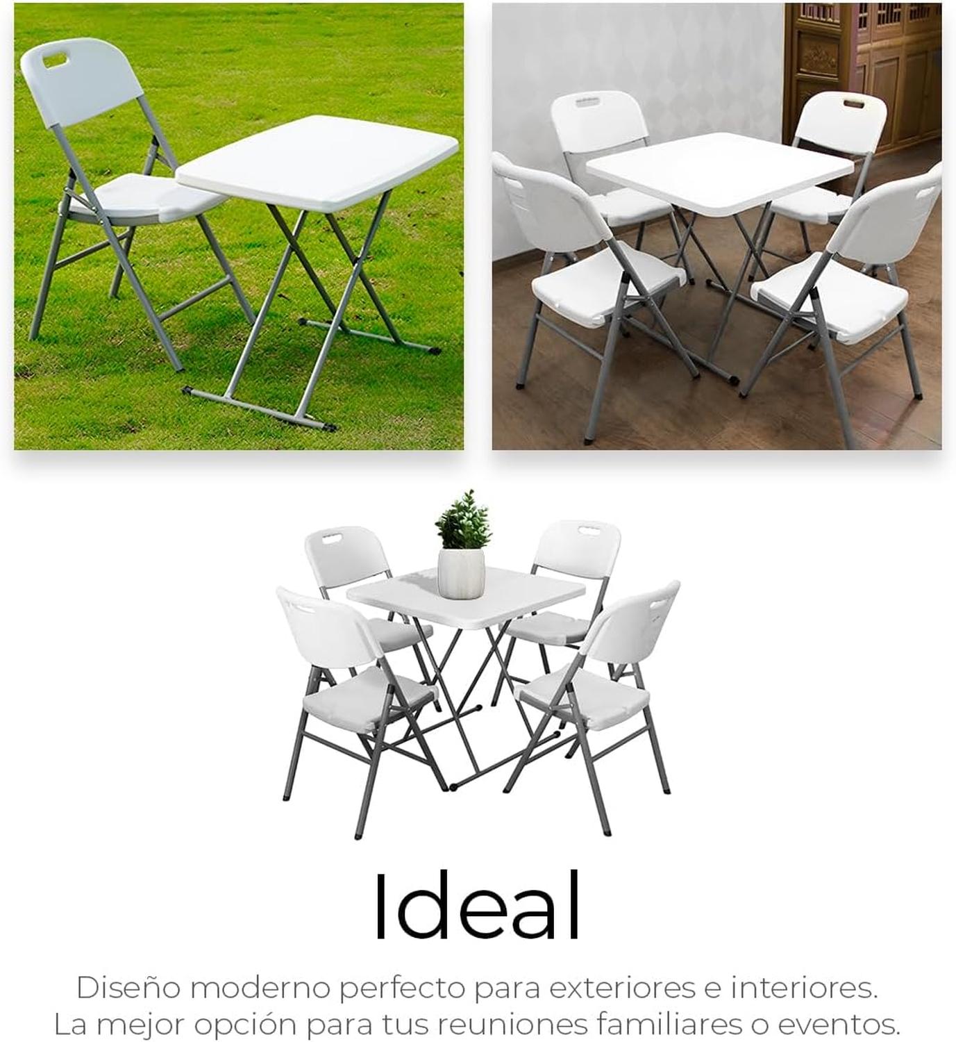 Silla Plegable Cuory HG-086 Blanca Plástico Reforzado Paquete de 4 — imagen 7