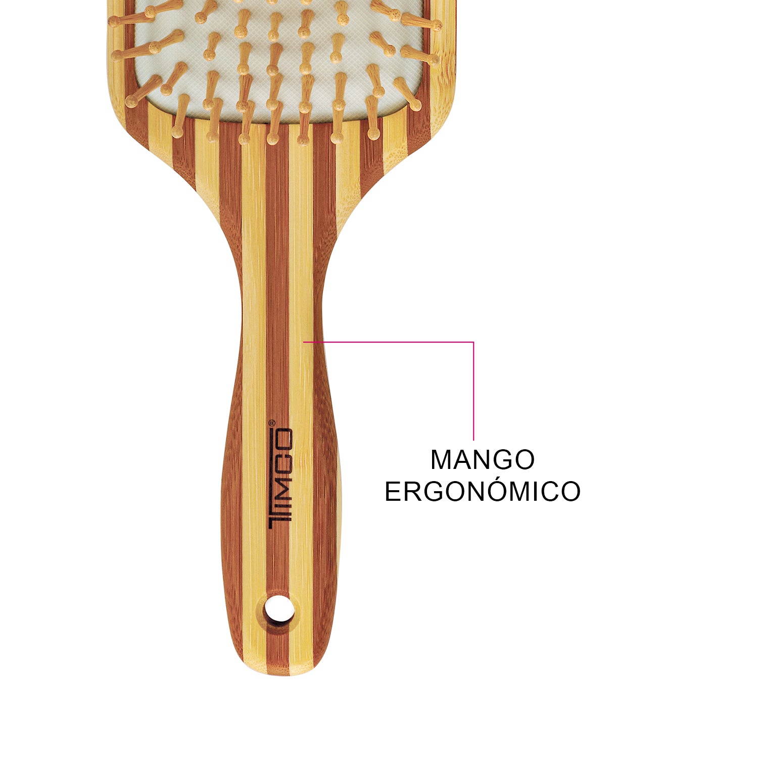 Cepillo de Cabello Madera Natural Acolchado Cuidado del Cuero Cabelludo Timco CMC02 — imagen 6