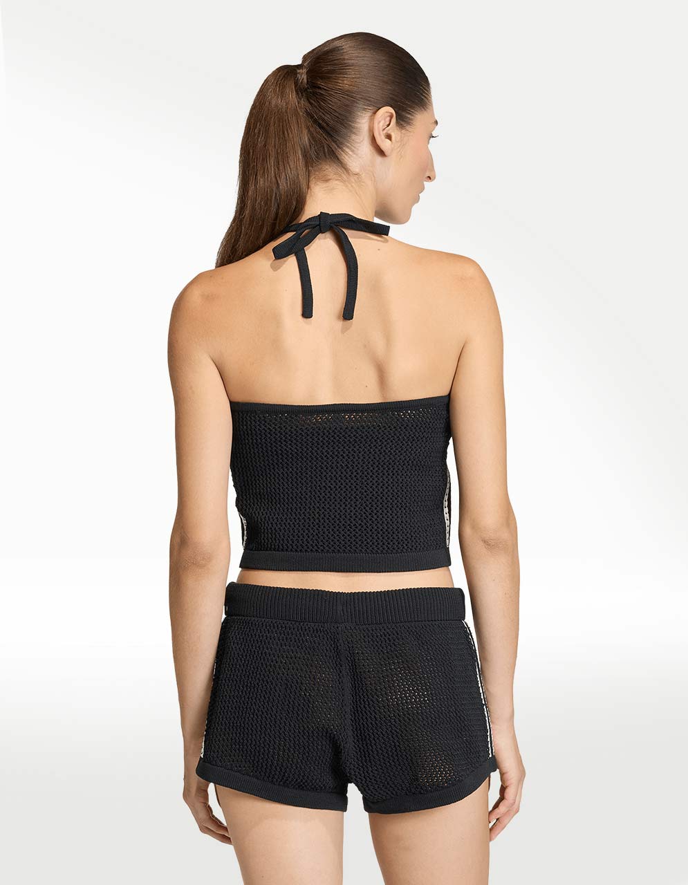 Crop Top Adidas Crochet Negro - Mujer — imagen 4
