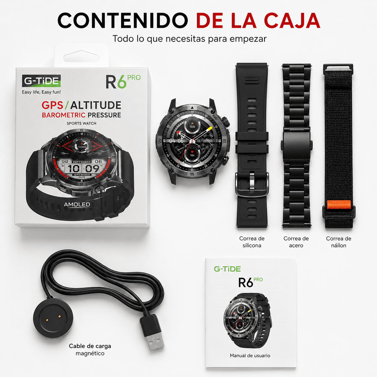 SMARTWACTH G-TIDE R6 PRO (NEGRO) + AUDIFONOS G-TIDE EG22 — imagen 8